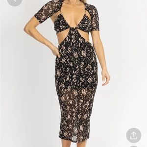 Black contrast off shoulder midi dress